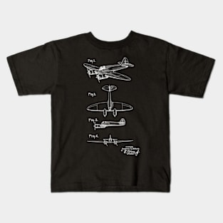 Airplane Vintage Patent Hand Drawing Kids T-Shirt